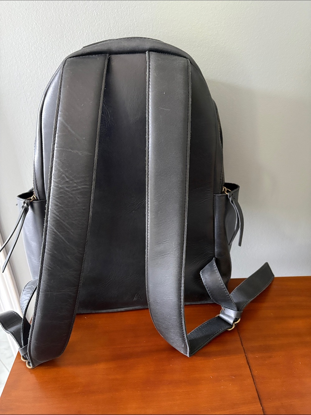 Able Black Leather Women's Backpack with Gold Zipper - Picture 3 of 8